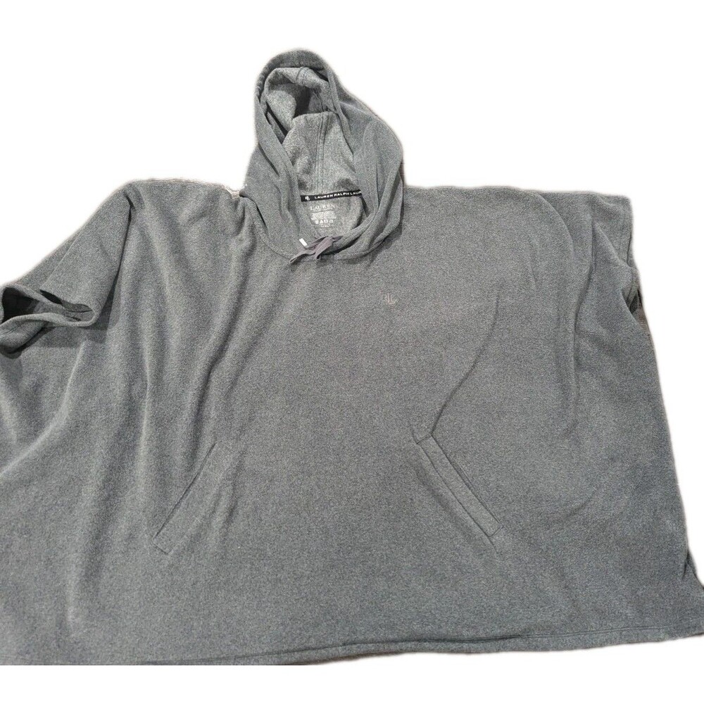 Ralph Lauren Womens Gray Fleece Oversized Tunic Hooded Sweatshirt Rare Vintage
